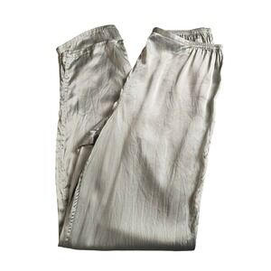 Citron Santa Monica 100% Silk Pants Sage Green Size Small Elastic Waist